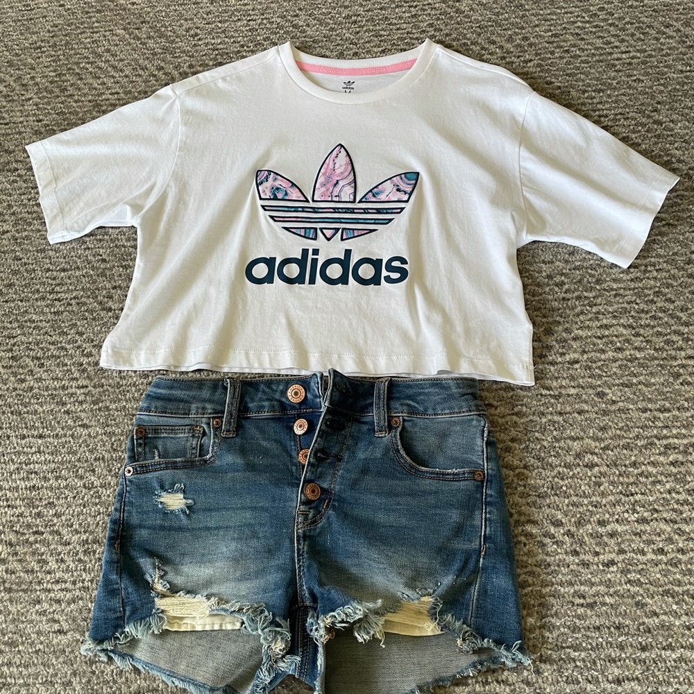 Adidas cropped top size medium